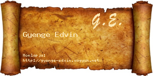 Gyenge Edvin névjegykártya